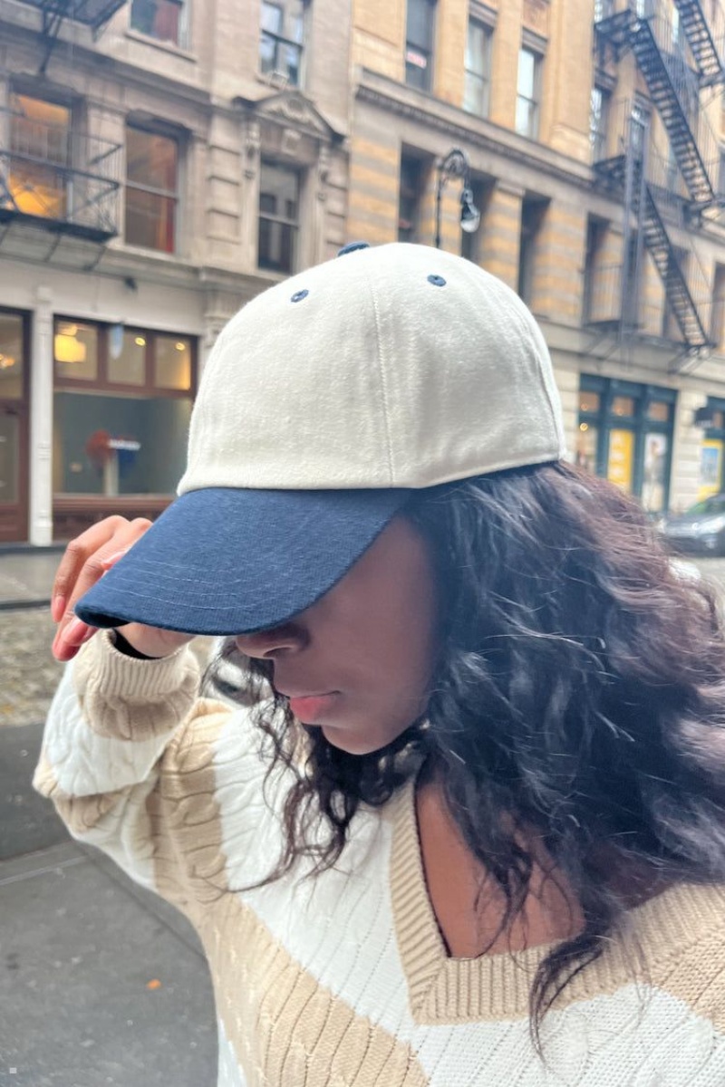 Casquettes Brandy Melville Katherine Baseball Blanche Bleu | YJC-09973375